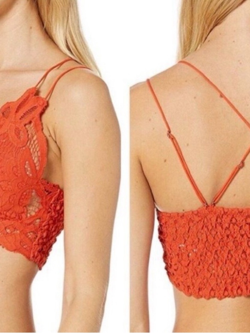 Free People Orange Crochet Lace Bralette